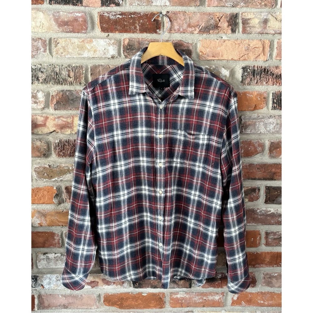 Rails Lennox Plaid Flannel Button Down Shirt in Red Shadow Melange, L